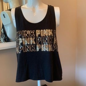 EUC PINK Victoria’s Secret Bling Racerback Tank Top • Size XS